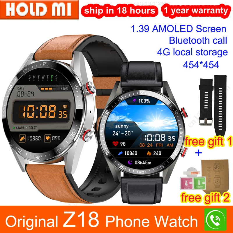 

Z18 Smart Watch Men 1.39inch AMOLED Screen 454*454 BT Phone Call Music Playback Heart Rate Monitor Sport Smartwatch VS KK70