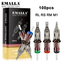 emalla tattoo cartridge needles 100pcs mix rl rs m1 cm disposable sterilized cartridges for tattoo machine pen tattoo supply