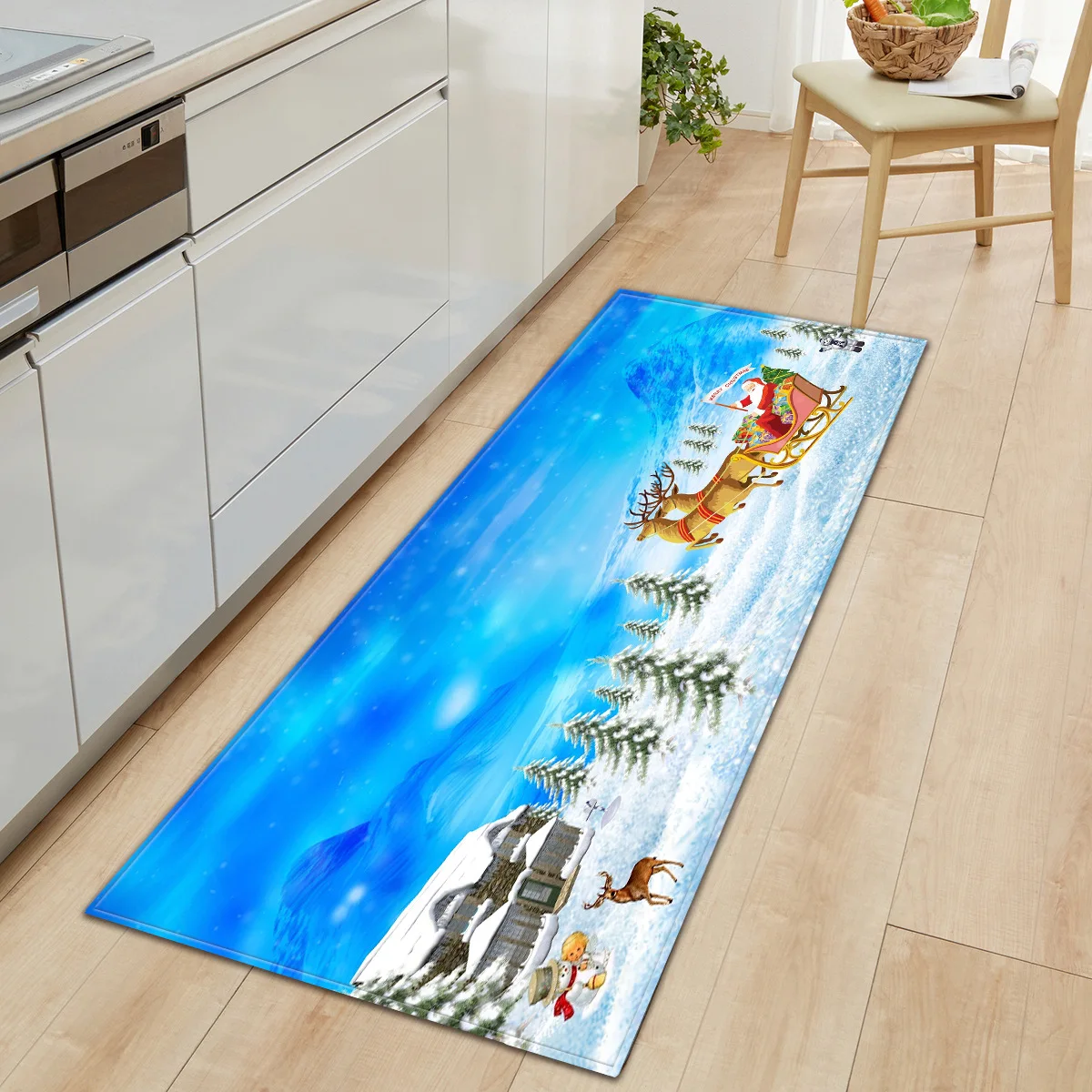 

Printed Flannel Microfiber Door Mat Kitchen Carpet Anti Slip Rug for Entrance Merry Christmas Doormat Memory Foam Kitchen Mats