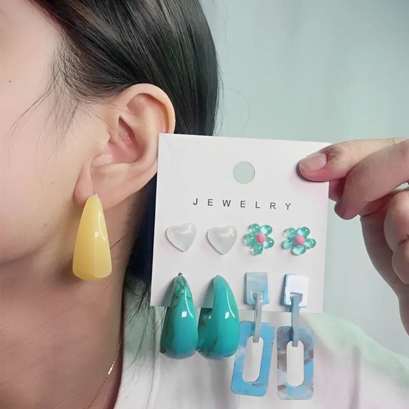 4 пары нежных элегантных креативных минималистичных геометрических украшений