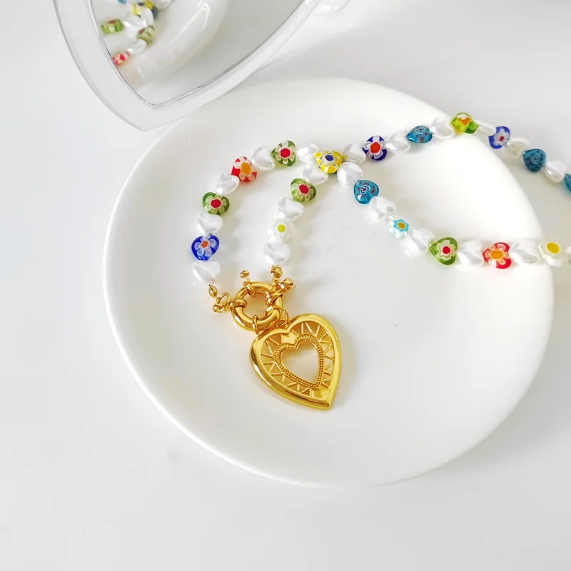 

New arrivalCopper gold-plated glaze turquoise beads necklace clavicle chain