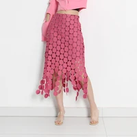 personality polka dot stitching fringed irregular skirt womens 2022 summer new fashion retro western style embroidered skirt