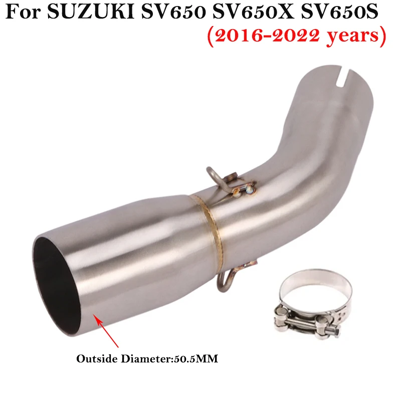 

Для SUZUKI SV650 SV650X SV650S 2003-2020 2021 2022 выхлопная труба мотоцикла, модифицированная труба среднего звена, соединительный глушитель 51 мм