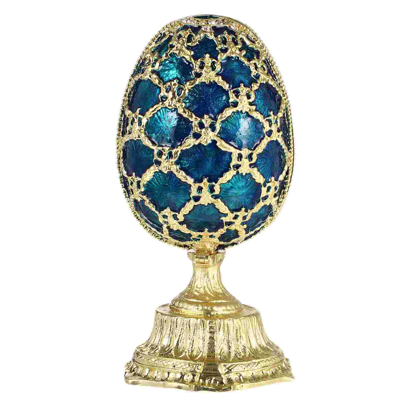 

Box Trinket Egg Eggs Jewelry Case Organizereaster Faberge Treasure Holder Ring Storage Metal Gift Ornament Fabregé Boxes