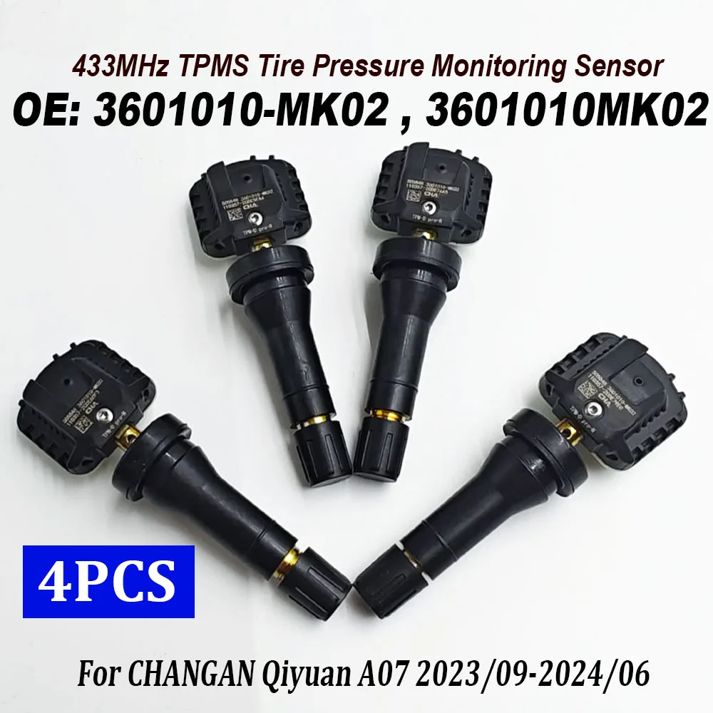 4 шт. 3601010-MK02 датчик контроля давления в шинах 433 МГц TPMS 3601010MK02 для CHANGAN Deepal S7 Lamore Qiyuan