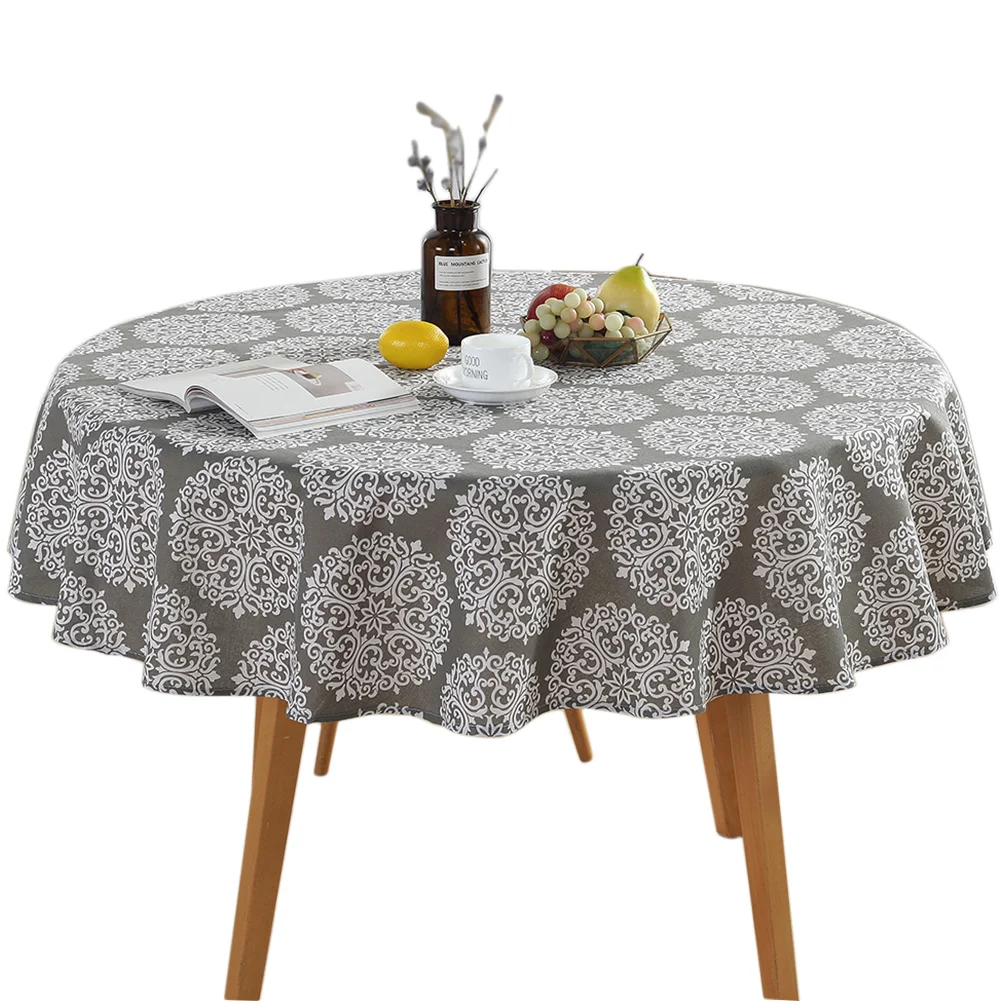 

150cm Washable Garden Wear- Resisting Round Patio Party Table Cloth Cotton And Linen Printing Nordic Decoration Vintage Home Use