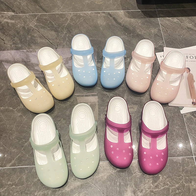 YISHEN Summer Women's Sandals Mary Jane Jelly Shoes Casual Transparent Shoes Footwear Sandals For Girls Sanitary Clogs Woman
