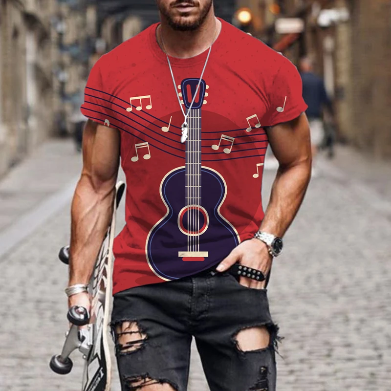 

Summer Fashion New Musical instrument guitar t shirts For Men/Women 3D Personality Creative Trend Pattern Print T-shirts