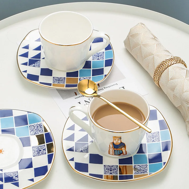 

European Phnom Penh Bone China Coffee Cup and Saucer Set European Small Luxury Afternoon Tea Cup Small Delicate Coffee Cup