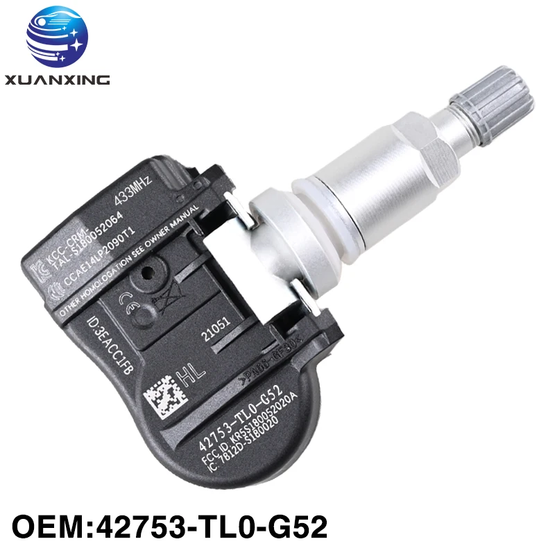 

42753-TL0-G52 TPMS Tire Pressure Sensor Monitoring System 433Mhz Aluminum For Honda Odyssey Acura 42753T6NA04