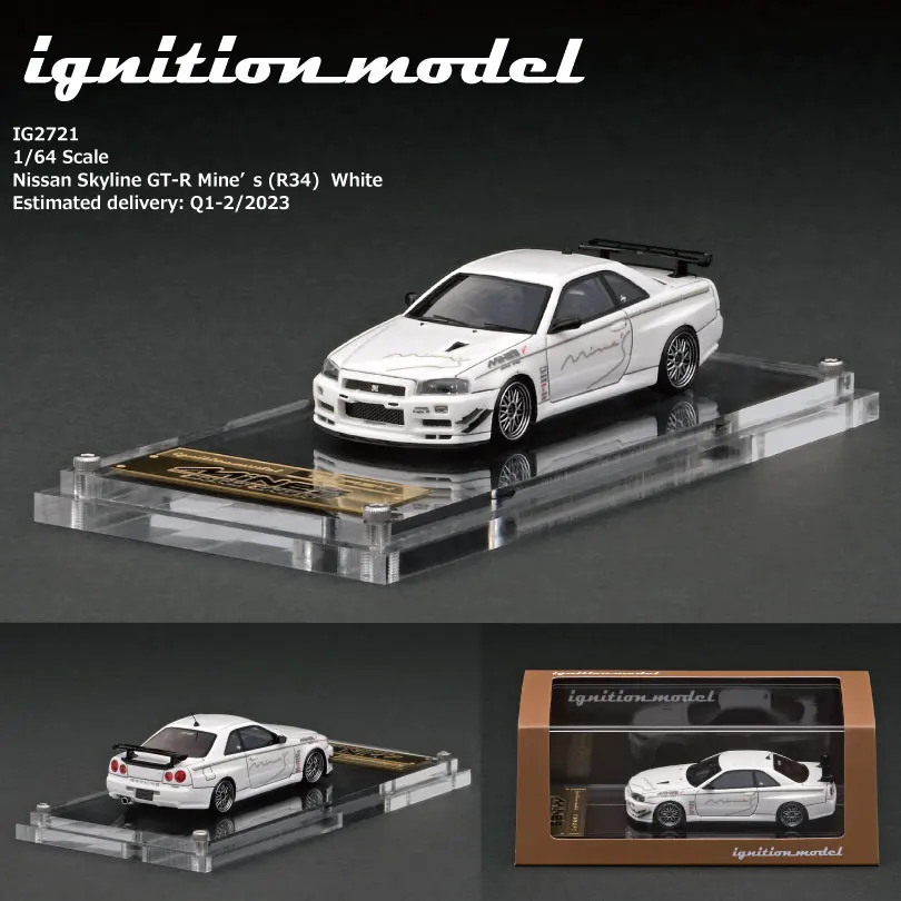 

** Предзаказ ** IG 1:64 Nissan Skyline GT-R (R34) белая модель автомобиля из смолы