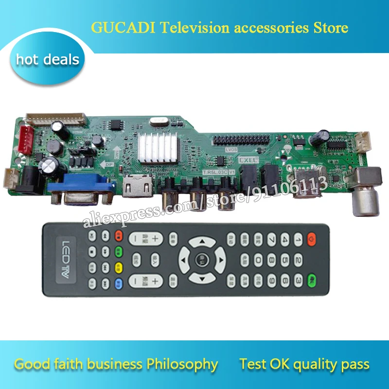 Плата драйвера цифрового телевидения для T.R5L.03C general D TV 3663-AS V2.1 DVB-T2 board хорошо