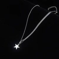 fashion simple stainless steel necklace women hip hop clavicle chain glossy pentagram pendant gift jewelry accessories wholesale