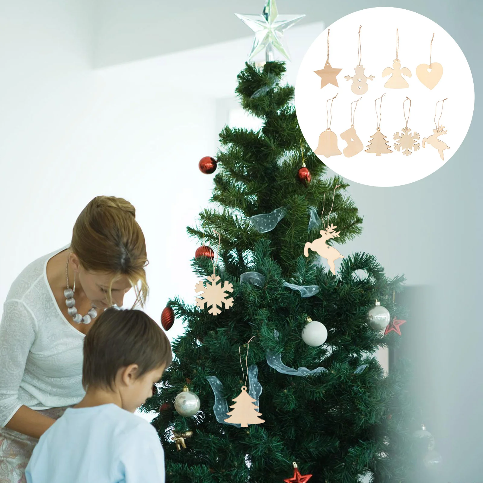 

Christmas Woodenpendant Charms Kids Ornaments Diy Wood Ornament Crafts Tree Hanging Decorations Cutouts Craft Holiday Bracelet