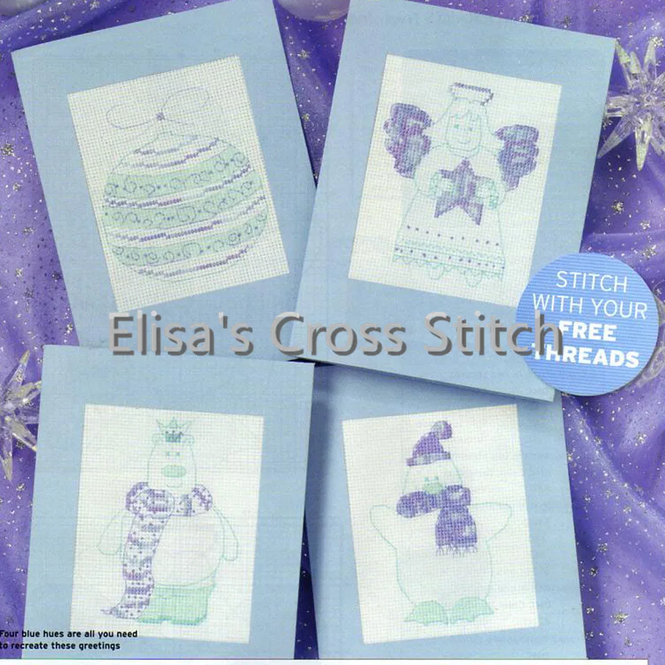 

CD251 14ct DIY Greeting Card Art Popular Full Set CrossStitch Greeting Card Birthday Christmas Gift Beauty Blue