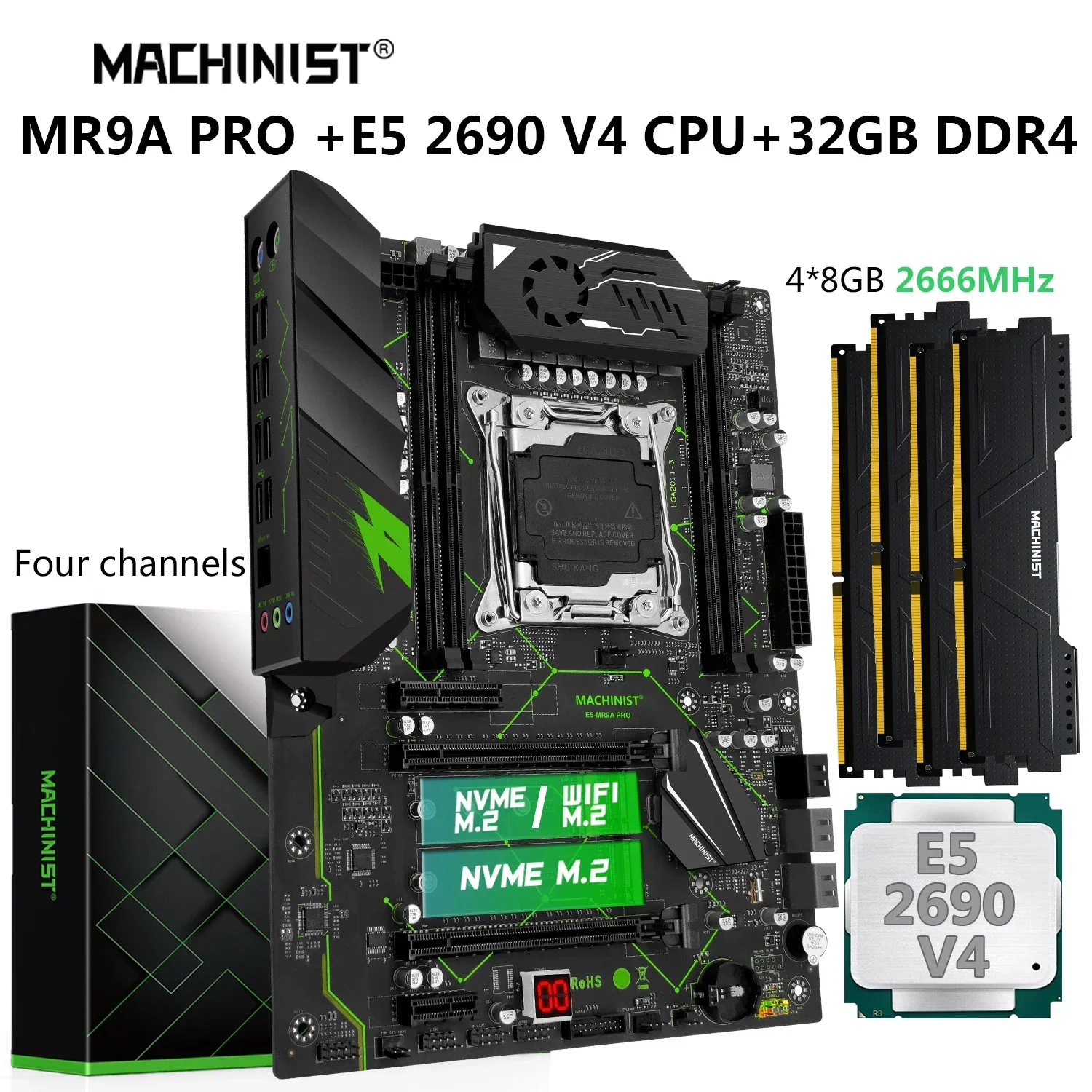 Материнская плата MACHINIST MR9A PRO X99 Combo LGA 2011-3 Xeon E5 2690 V4 комплект процессора DDR4 4*8 ГБ 2666
