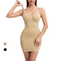 women full slip shapewear for underdress tummy control body shaper smooth seamless v neck bodycon dress push up cami slips nude