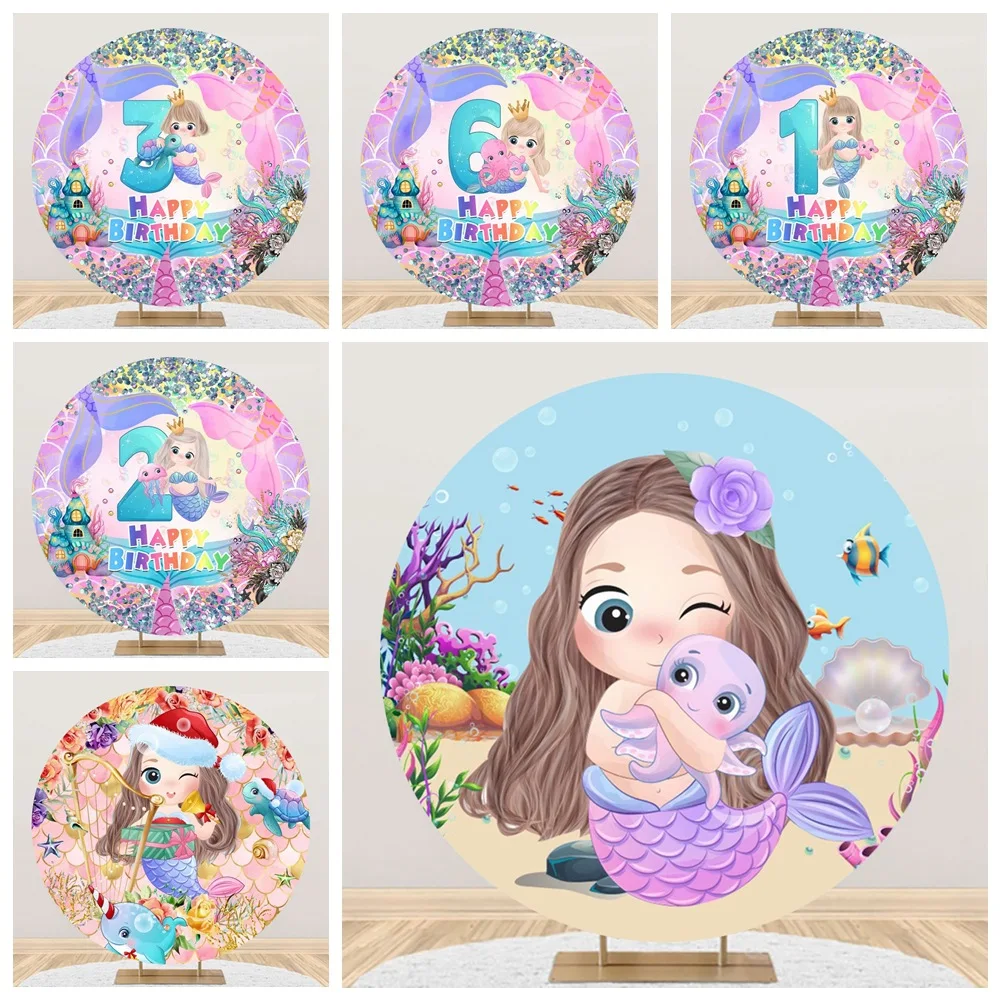 

Фон для фотосъемки новорожденных 1-я подводная Русалка детская вечеринка день рождения круг дети день рождения круг торт стол