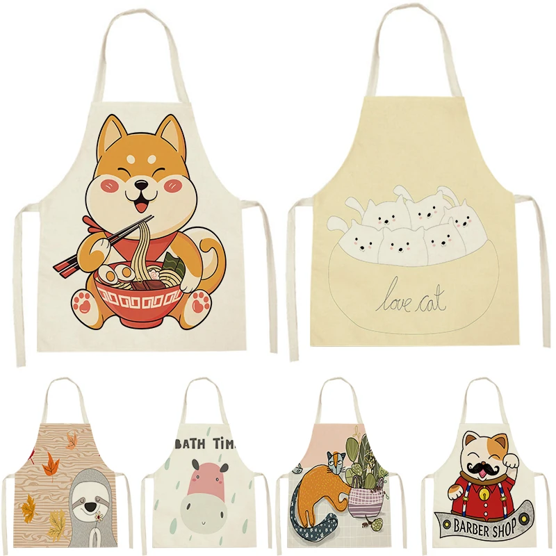 

Кухонный Фартук WQL2840 для женщин, без рукавов, из хлопка и льна