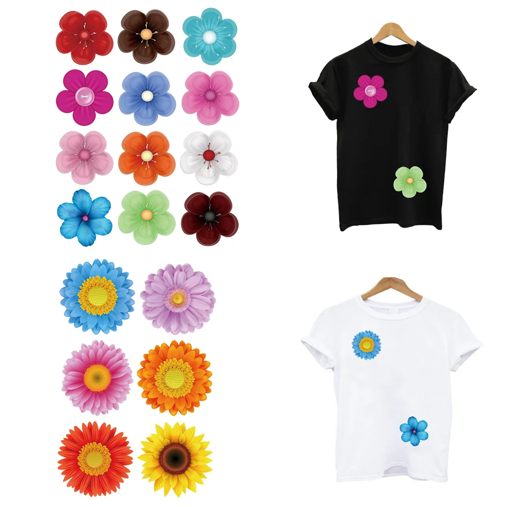 Цветы теплопередача термо клейкие плавкие патчи утюжок для женщин быстрое
