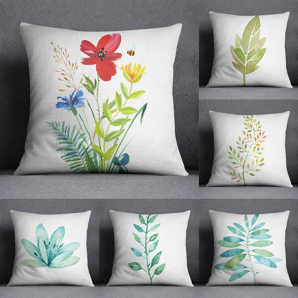 

Flower Leaves Theme Pillow Case Pillows Decor Home Print Pillow Cover White Linen Throw Pillowcase Cojines Decorativos Para Sofa