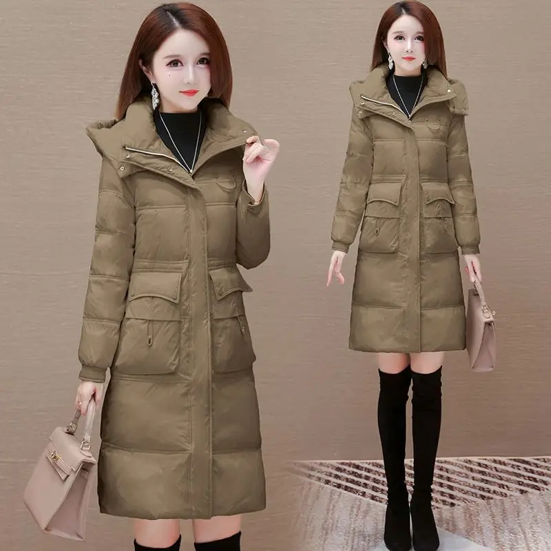 Модный элегантный пуховик с капюшоном в стиле вестерн женский зимний 2024 новая