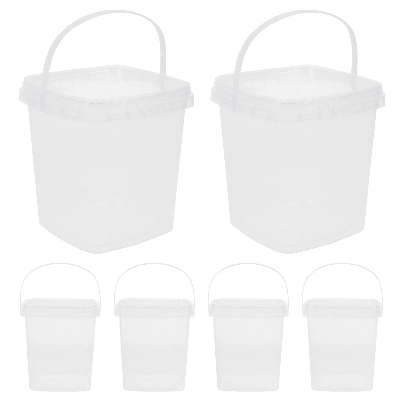 

Ice Cream Bucket Food Grade Reusable Plastic Square Lid Clear Storage Pail Kitchen Container 1L