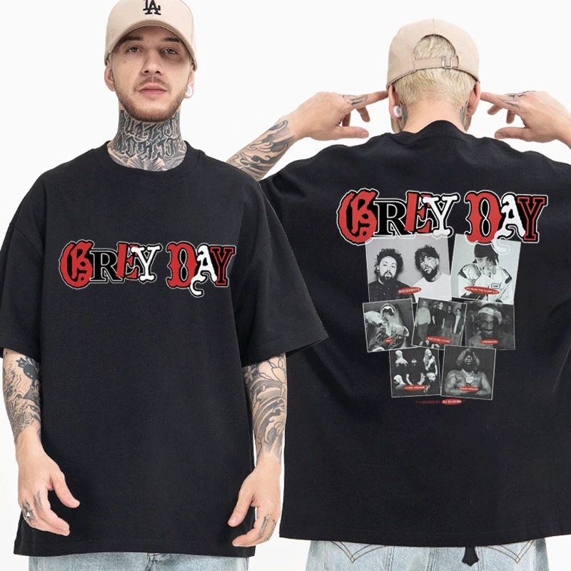 

Rapper $uicideboy$ Grey Day Tour Double-sided Print T Shirts Men's Women's Short Sleeve Tees Suicideboys Hip Hop Graphic T-shirt