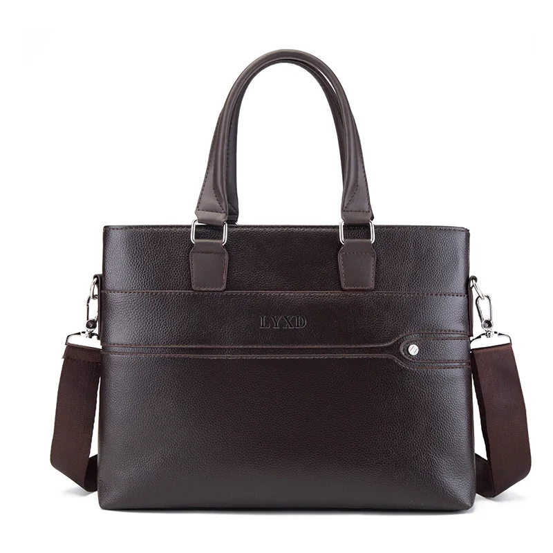 New Fashion Business Briefcase Casual  Men's PU Leather Shoulder Bag 14 Inch Laptop Case Male Handbag Travel Tote