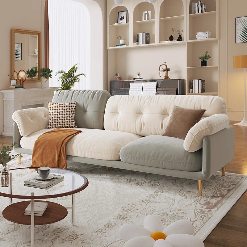 

Technology Cloth Sofa Living Room Small Apartment Light Luxury Modern Minimalist Nordic Cream Color Matching Straight Row Fabric