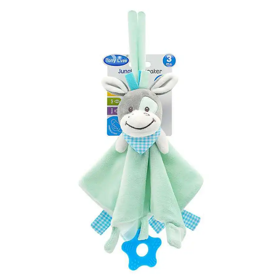 Игрушка-грызунок для малышей Baby Teether Rattle Toy Soft Soothe Towel Cartoon Animals Doll Sleeping Stuffed Plush Toys for Kids Toddler 0 24 Months.