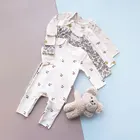 Детский хлопковый комбинезон, с длинным рукавом и цветочным принтом