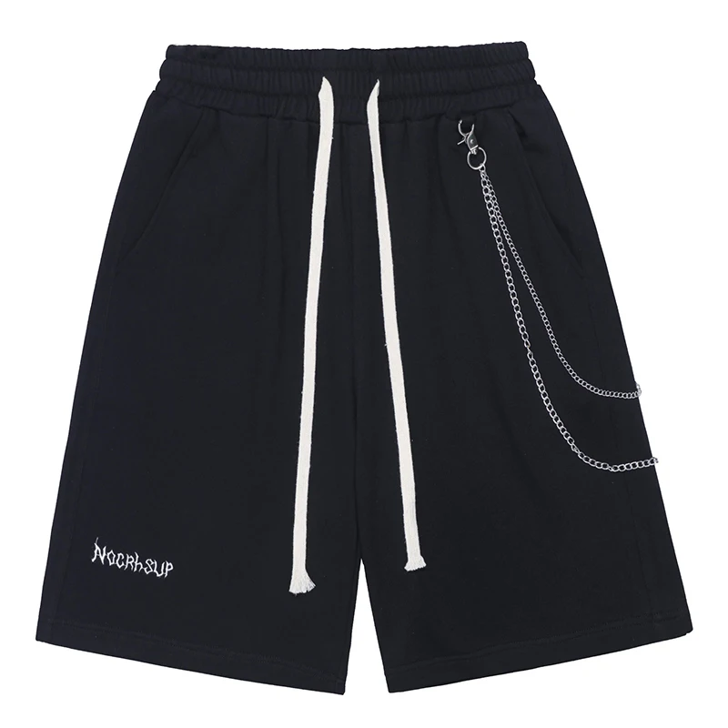

Summer Men Jogger Shorts Hip Hop Chain Letter Embroidery Short Pant 2023 Harajuku Streetwear Sweatshorts Casual Trousers