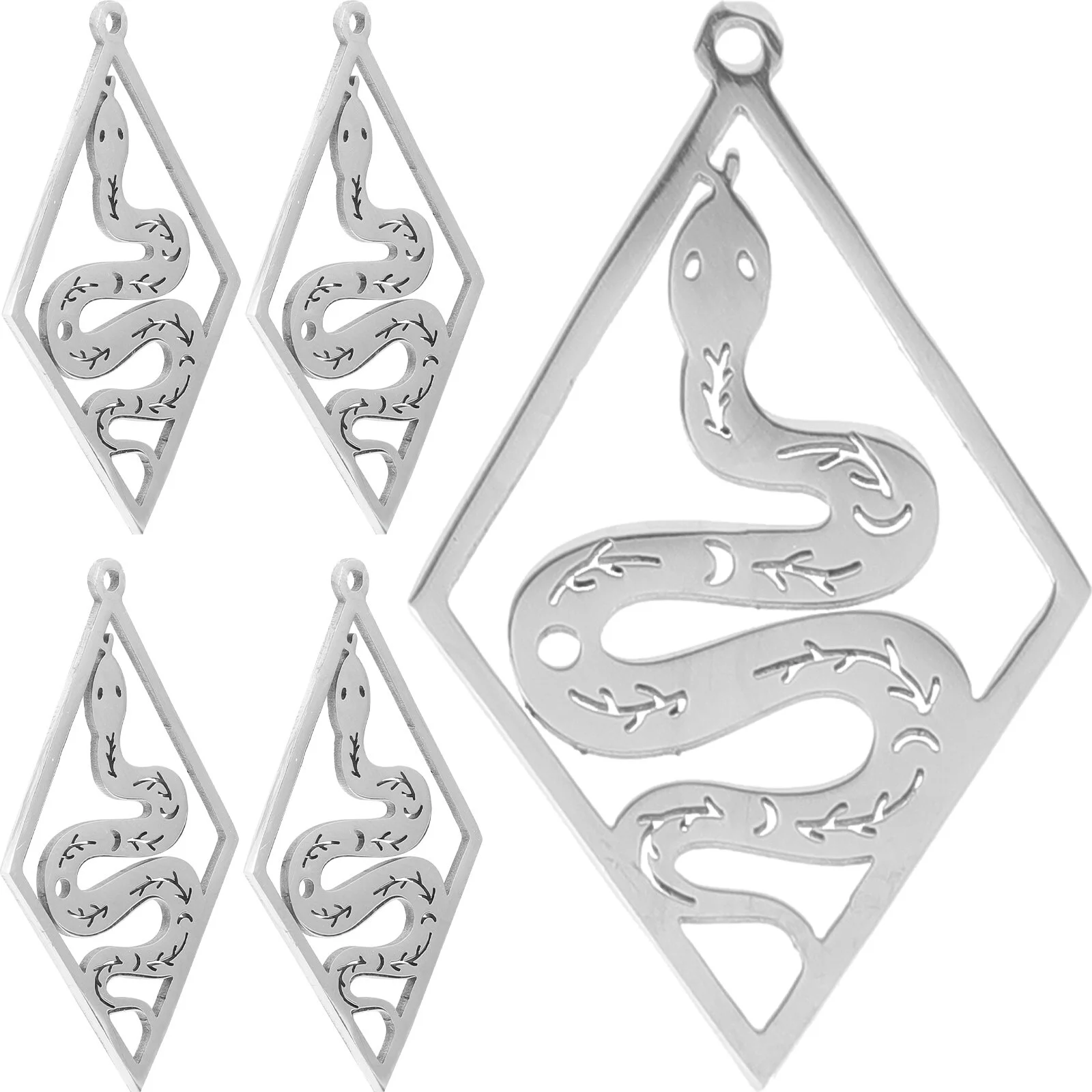 5 Pcs Snake Totem Earrings Keychain Crafts DIY Charms Pendant Girl Metal Jewelry Erring Making
