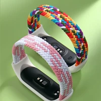 braided nylon wristband elastic bracelet for mi band 6 5 4 3 replacement strap fabric nylon loop elastic bracelet for mi band