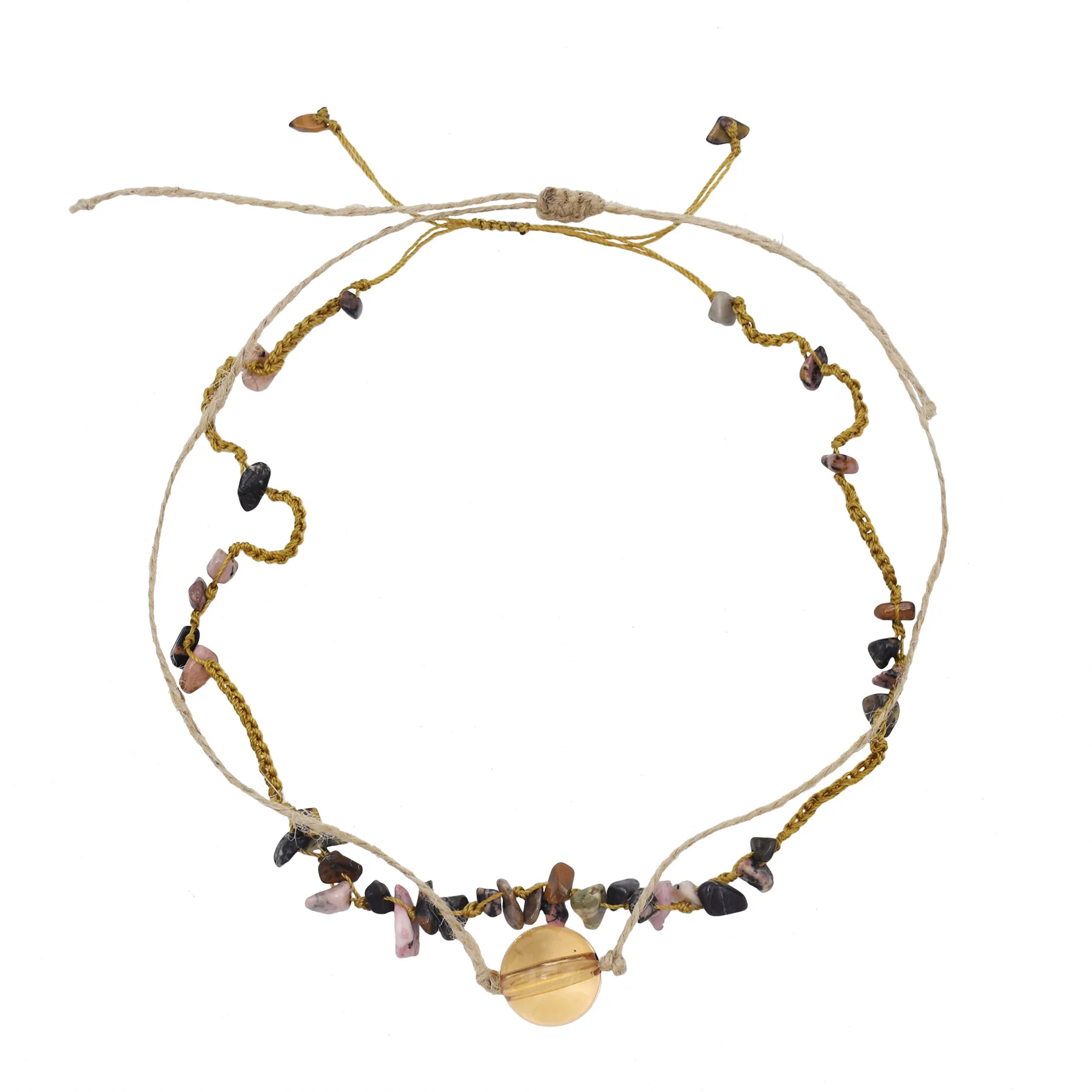 Двухслойное Износостойкое Каменное Ожерелье Ручной Работы Для Женщин Брелок В