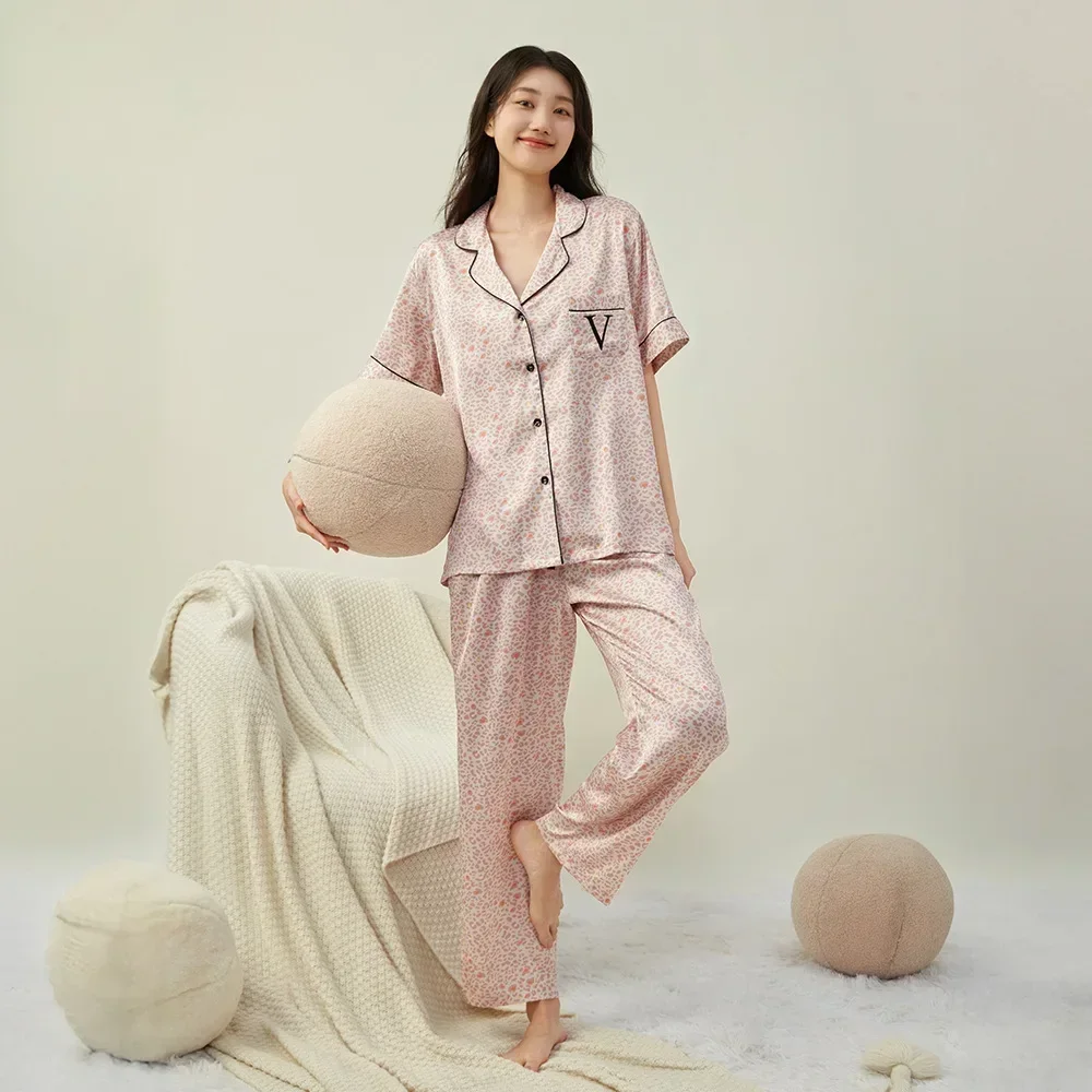 Женская пижама Secret с леопардовым принтом в одном стиле брюки короткими рукавами