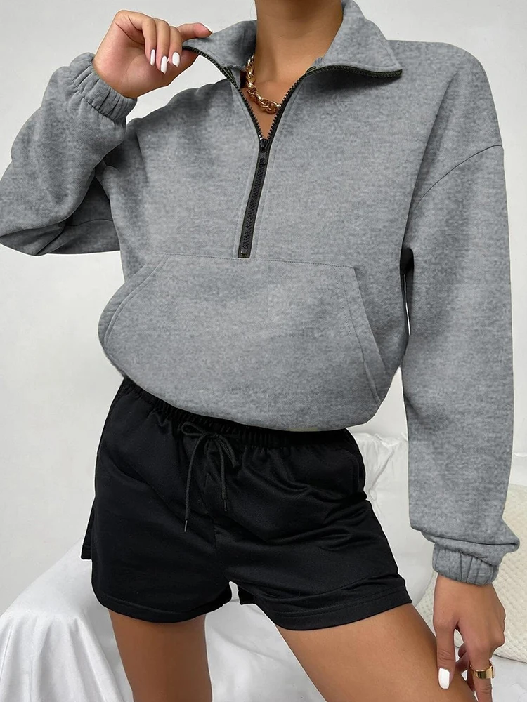 

Женский свитшот на молнии, с длинным рукавом