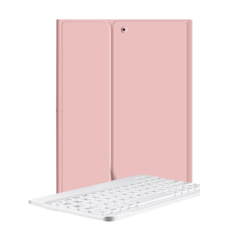 

Multi-Color Bluetooth Keyboard Case for iPad 2019 7Th/8Th 2020 10.2 Inches with Pencil Slot Case,Pink & white