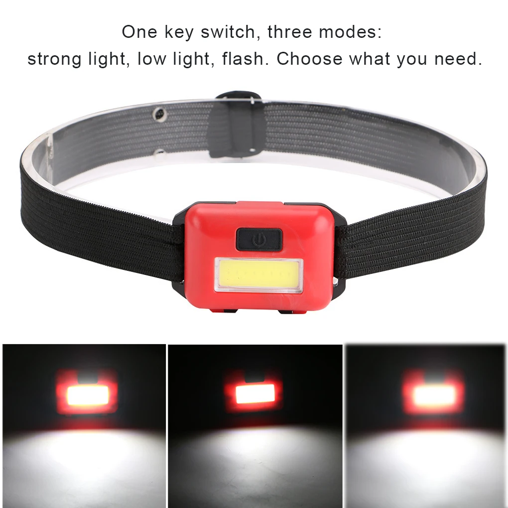 

Headlamp Plastic Elastic Adjustable Multi Colors Headlight Headband Three Modes Head Flashlight Camping Hiking Red