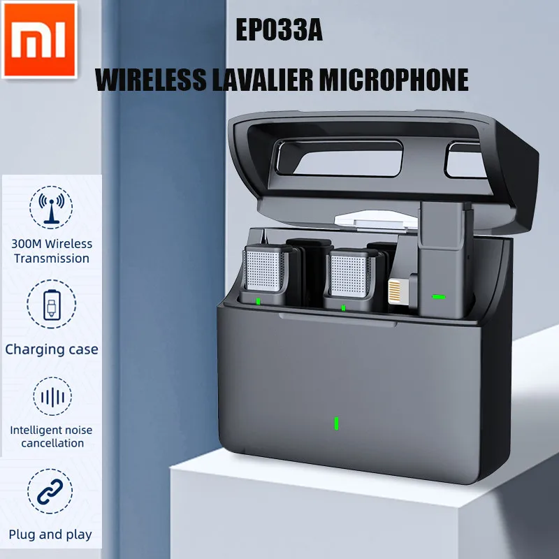 

Xiaomi youpin Wireless lavalier microphone with Charging compartment 300m Range Recording Vlog Youtube Live for iPhone Android