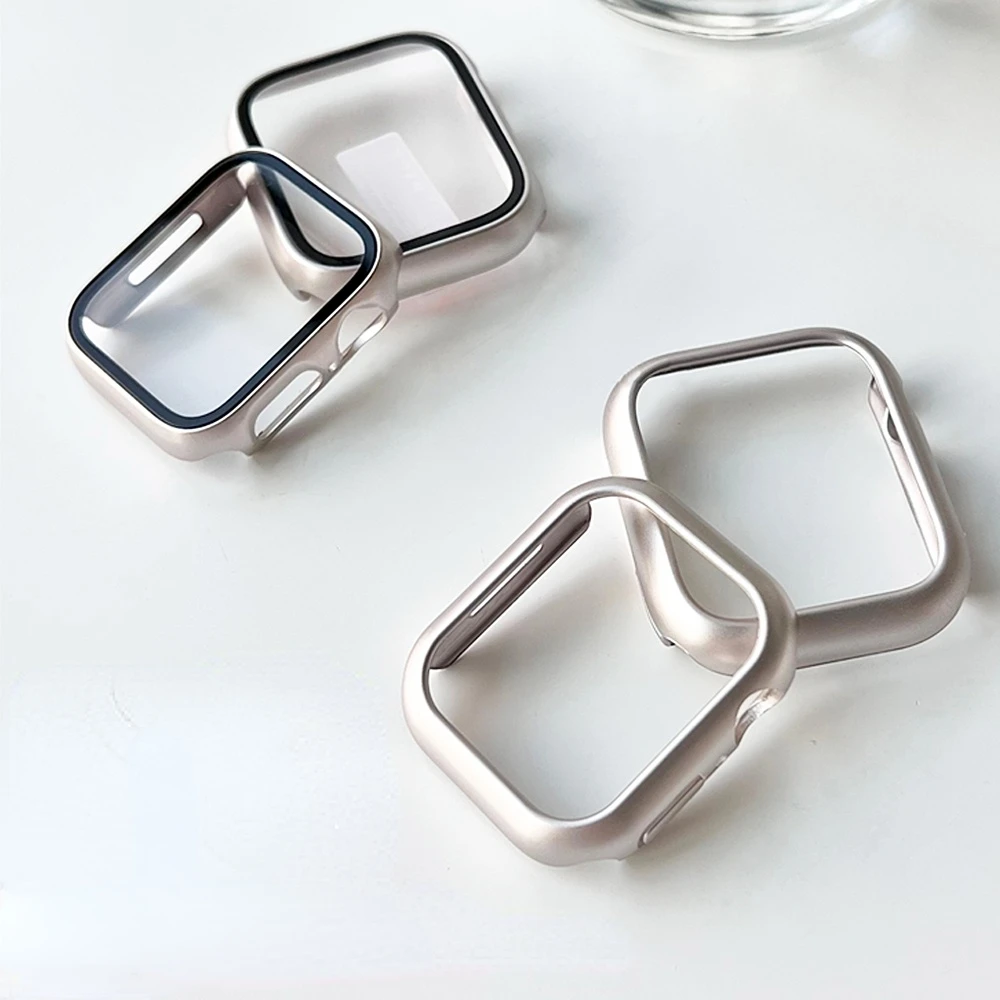 Women Star light Bumper Hard Case+Glass For Apple Watch 8 7 41mm 45mm Ultra 49mm PC Film Cover For iwatch 6 SE 5 4 38 40 42 44mm