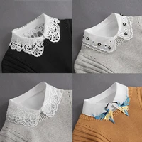 front tie white fake collar for women stand detachable collar fake girls vintage lace ladies false blouse collar