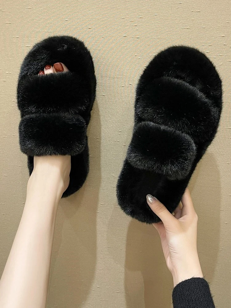 

обувь женская зима Женские тапочки тапочки домашние Женские пушистые уличные тапочки на толстой подошве, женские теплые зимние меховые шлепанцы на платформе, дамские пушистые шлепанцы для увеличения роста