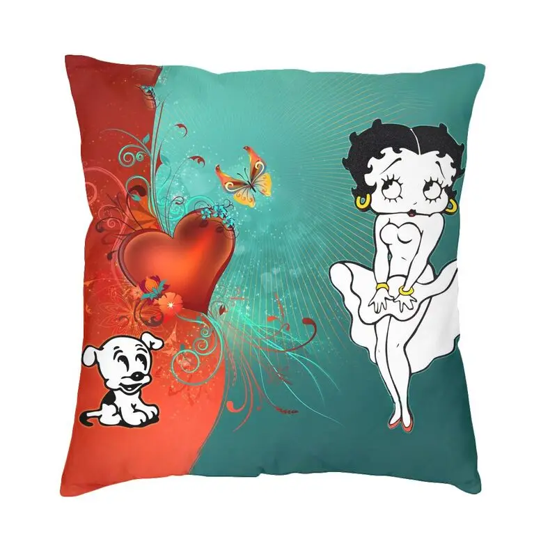 

Modern Boop Bettys And Puppy Cushion Cover Velvet Cartoon Pillow Case Bedroom Decoration Pillowcase
