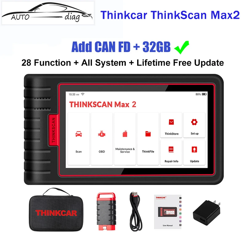 Thinkcar ThinkScan Max 2 max автомобильный сканер OBD2 диагностический инструмент Профессиональный Автомобильный сканер 28 Сброс ЭБУ Программирование ThinkTool Mini