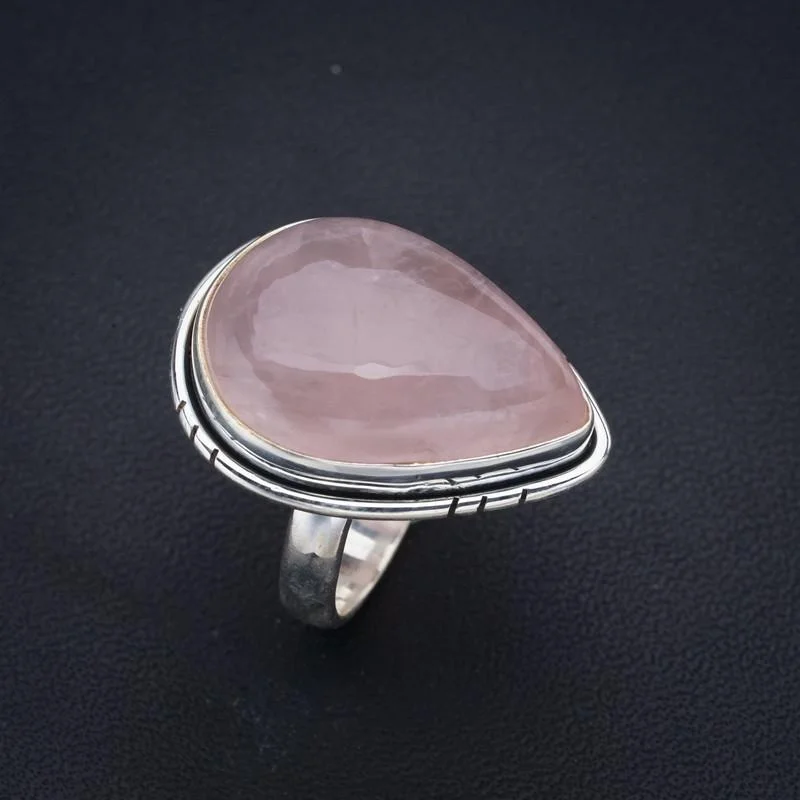 

StarGems натуральный розовый кварц ручной работы 925 пробы Серебряное кольцо 6,25 F1788