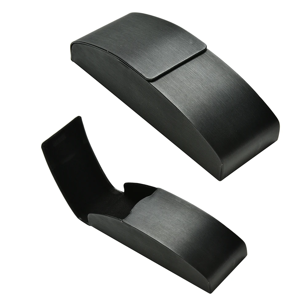 

1pc Black Leather Metal Hard Case Box For Glasses Eyeglass Sunglasses Case Portable Leather Glasses Bags Black