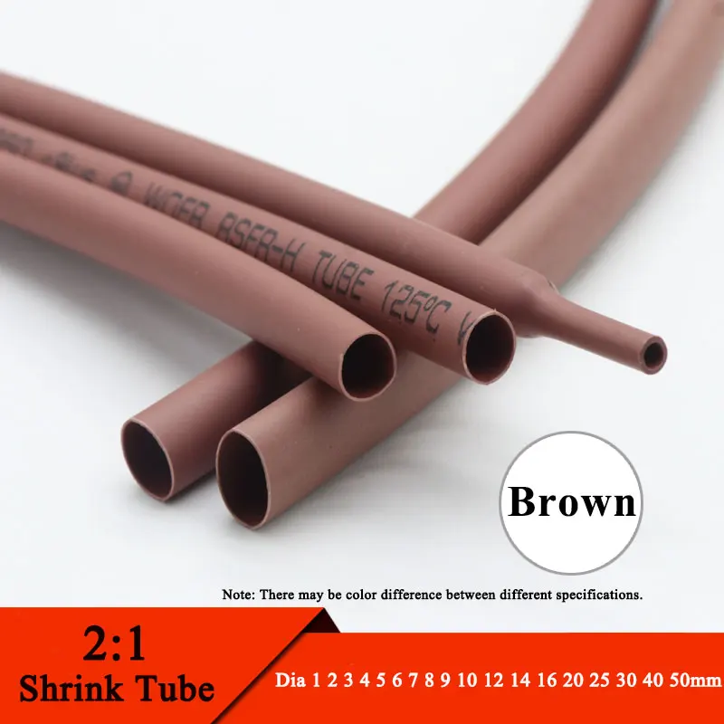 

1 Meter Brown Dia 1 2 3 4 5 6 7 8 9 10 12 14 16 20 25 30 40 50 mm Heat Shrink Tube 2:1 Polyolefin Thermal Cable Sleeve Insulated