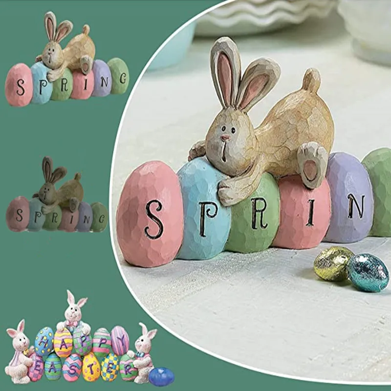 

Easter Spring Bunny Decoration Acrylic Egg Rabbits Home Decorations Bunny Figures Farmhouse Ornaments Mini Garden Accessories